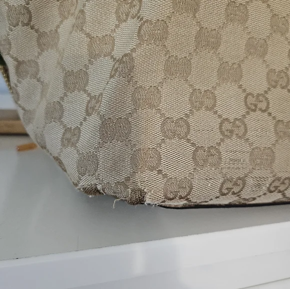 Gucci Tote Sherry Line Pink/Tan Webbing - Picture 5 of 10